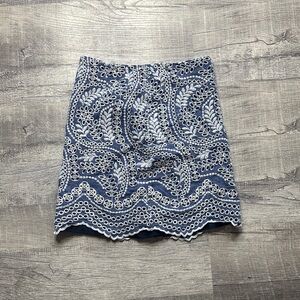 LOFT Scalloped Eyelet Embroidered Pencil Skirt